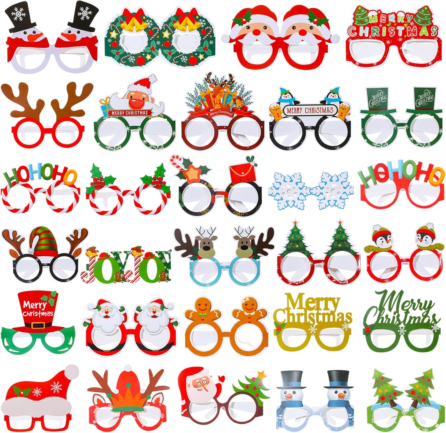 34 Pcs Christmas Glasses Frames Party Decorations