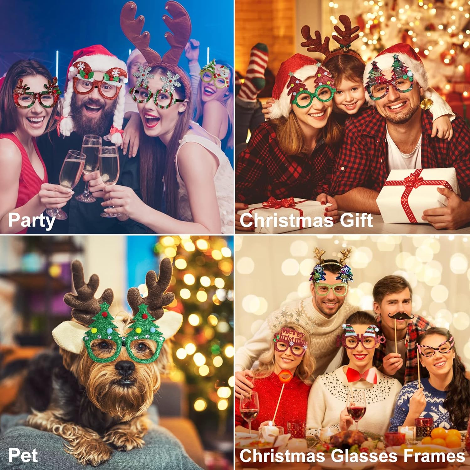 Sparkle Christmas Glasses for Kids Adults