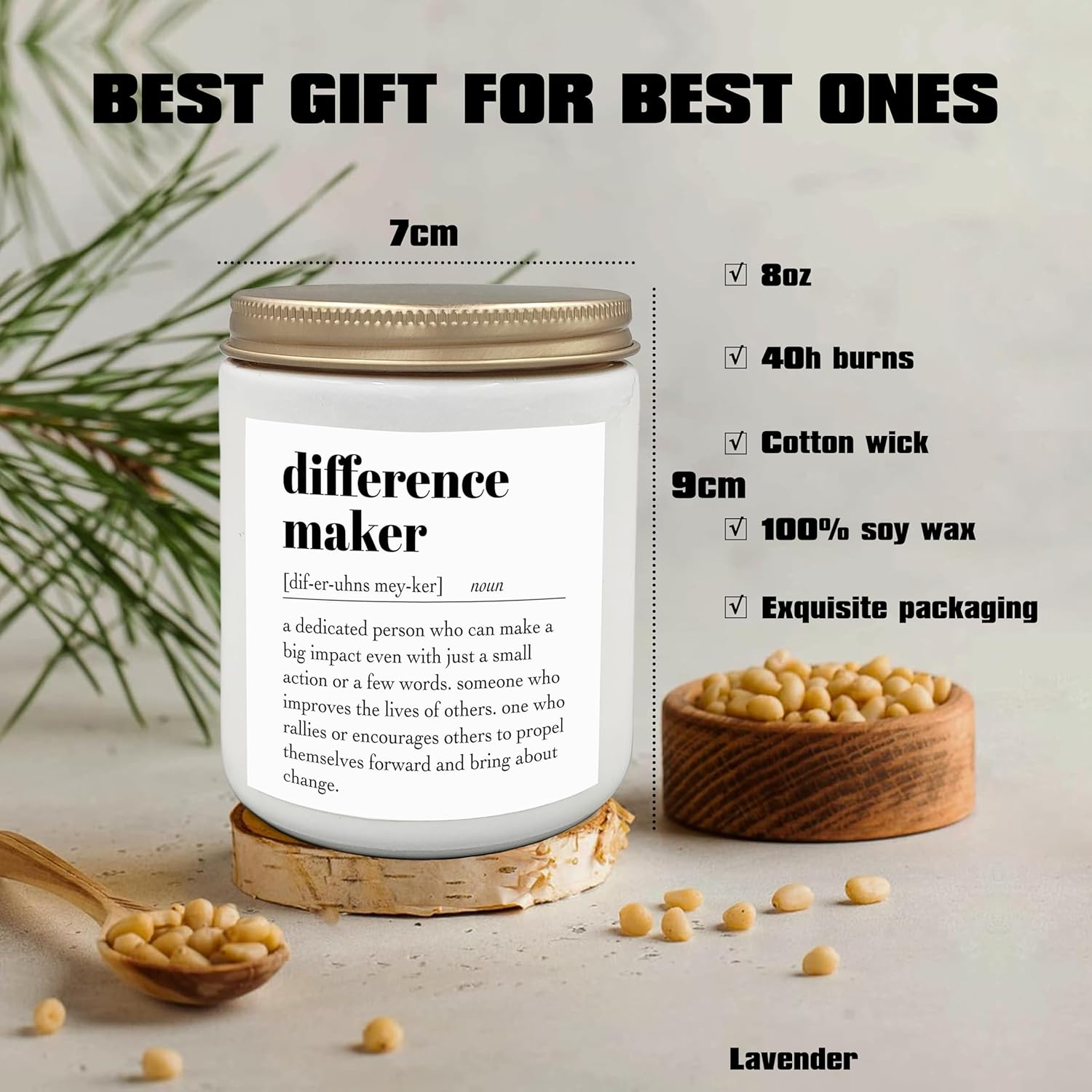 Difference Maker Candle - 8oz Soy Wax Jar with Lavender Scent
