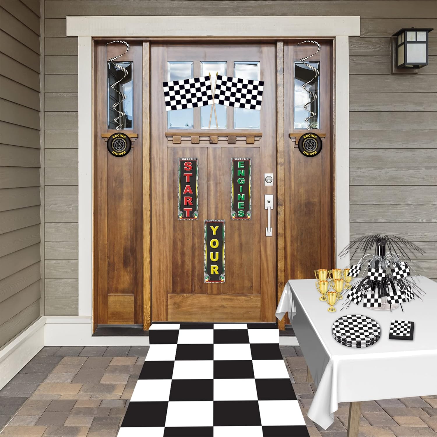 Beistle 2 Piece Racing Checkered Aisle Runners for 50s Theme Party