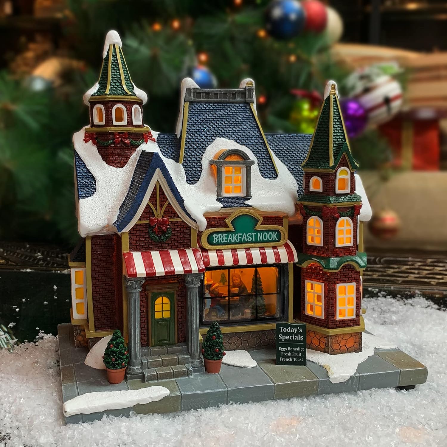 Moments In Time Resin Christmas Village Building with LED Lights and Music