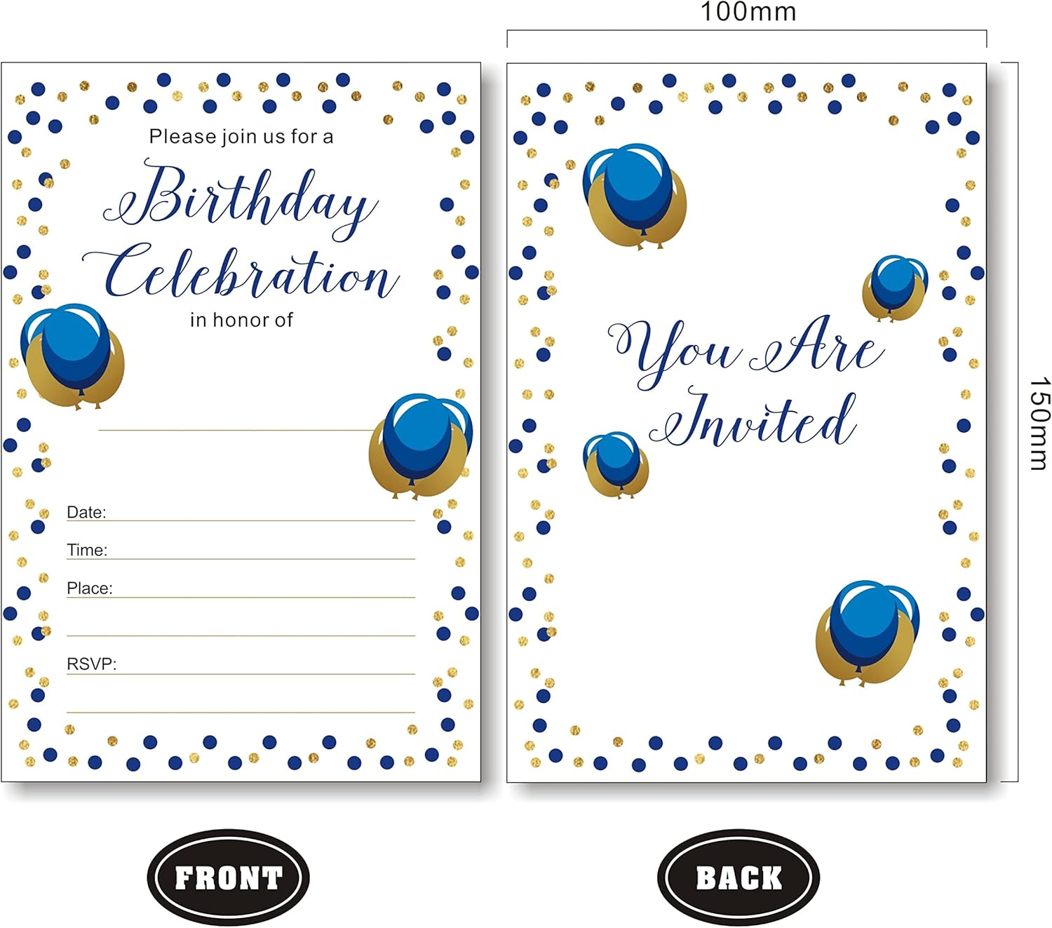 Shiningwise Royal Blue Birthday Invitations 25 Pack