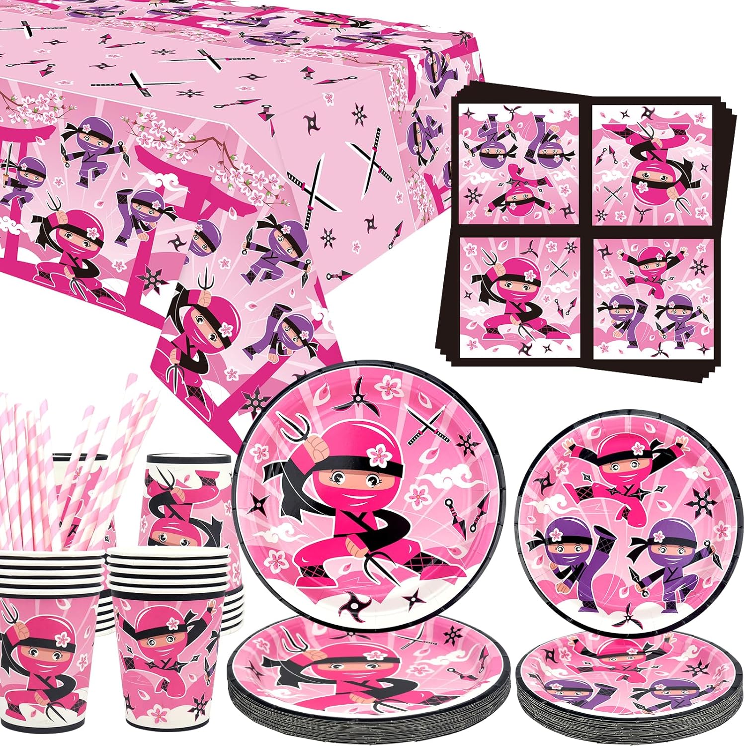Ninja Girl Party Platters Set of 20