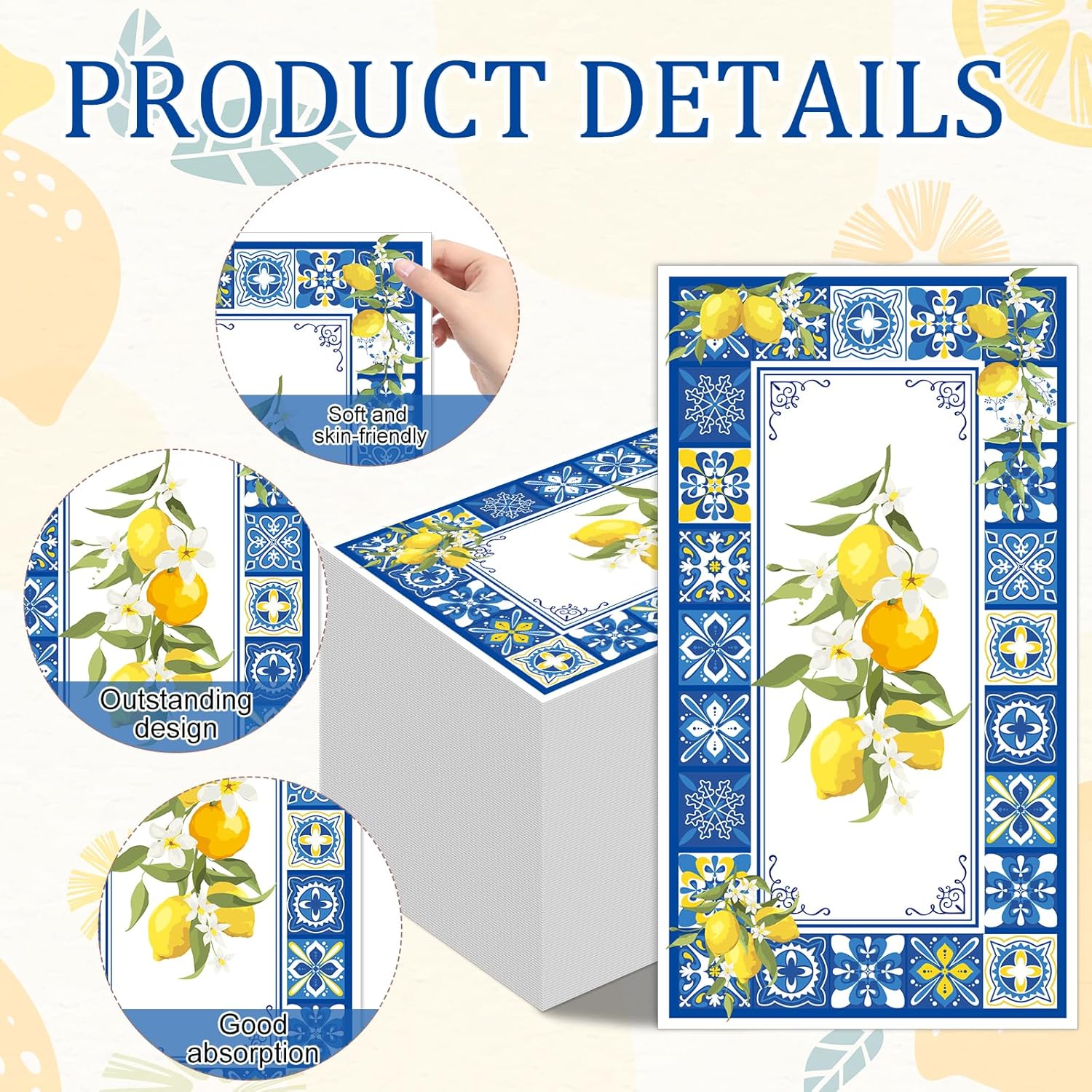 Amalfi Coast Party Decor Napkins Set 100 Pcs