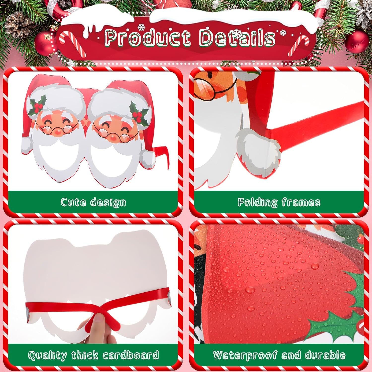Syhood 48 Pcs Paper Christmas Glasses Bulk