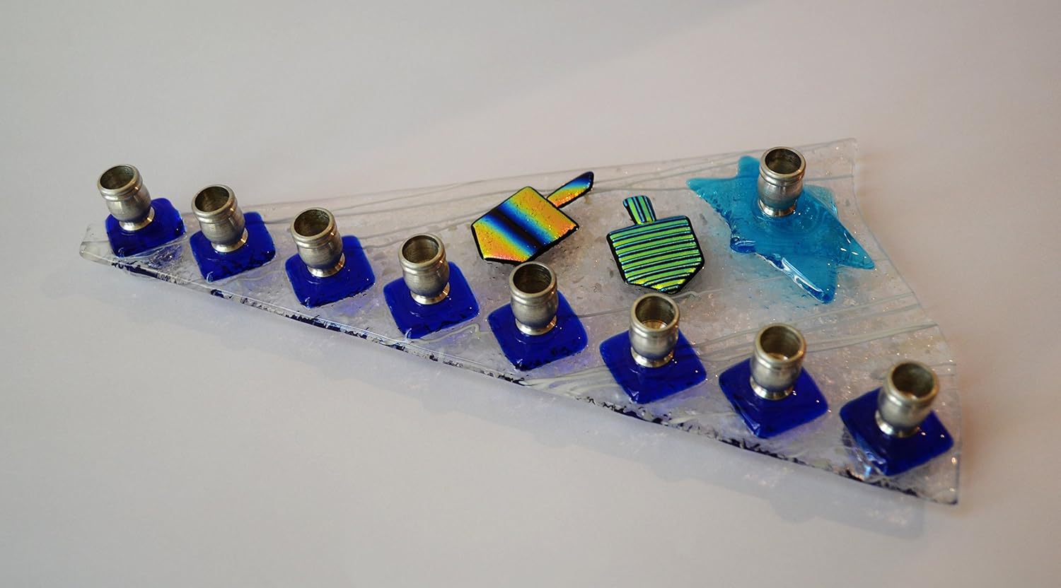 Handmade Dreidel Menorah by YafitGlass