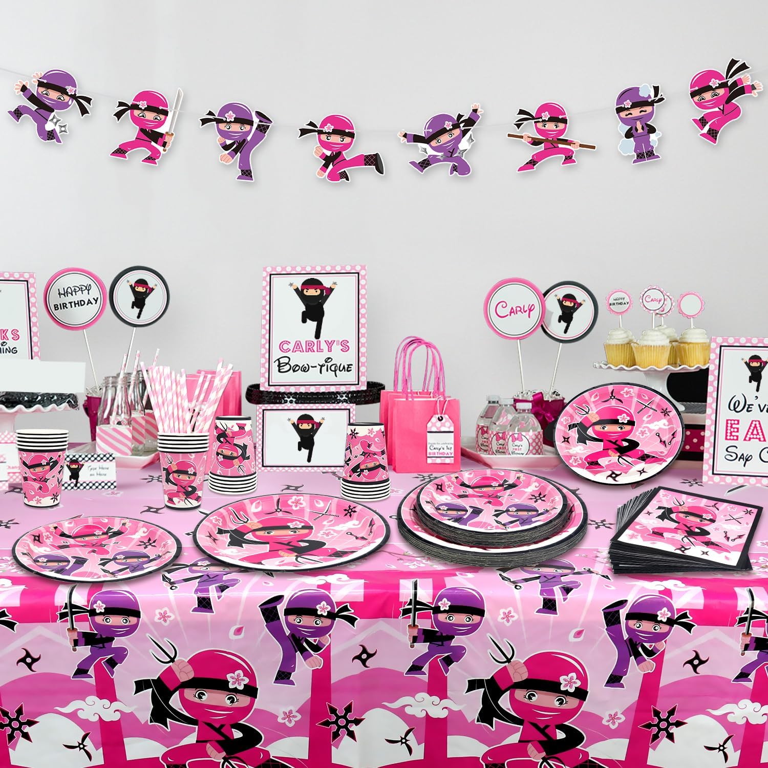 Ninja Girl Party Platters Set of 20