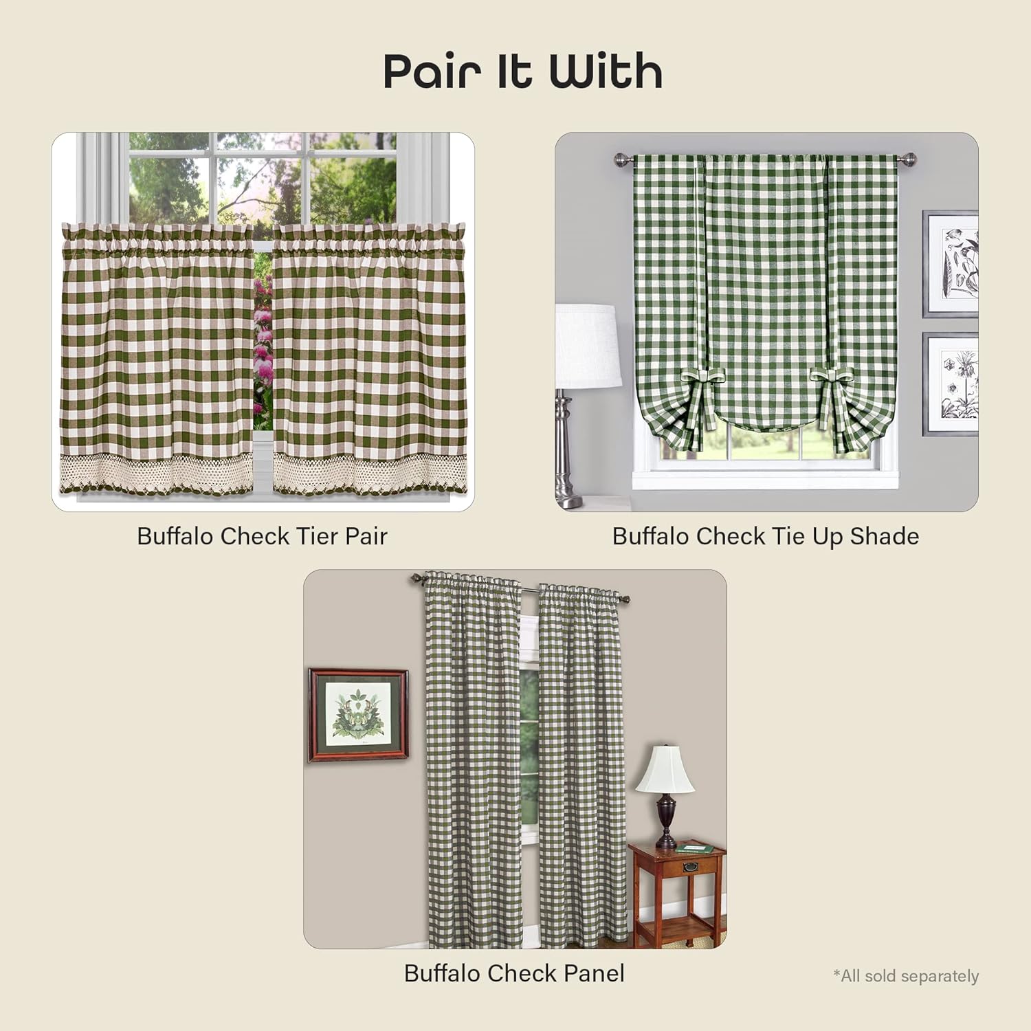 Buffalo Check Valance Window Curtains - 58 Inch x 14 Inch
