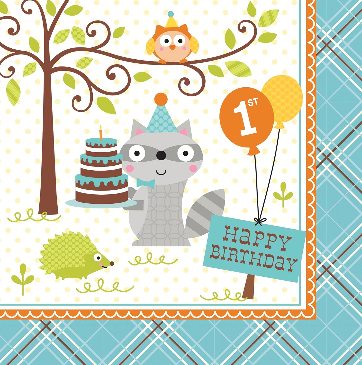 Creative Converting 1st Birthday Woodland Napkins 16 Ct