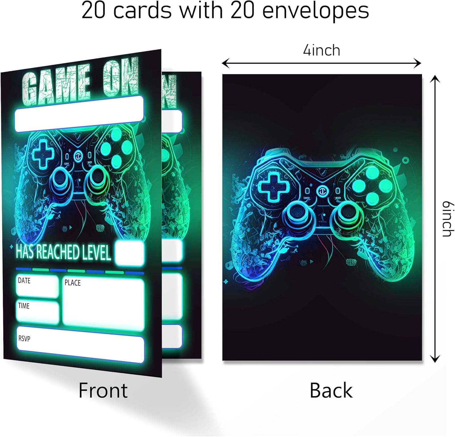 Gamer Birthday Invitations Set of 20
