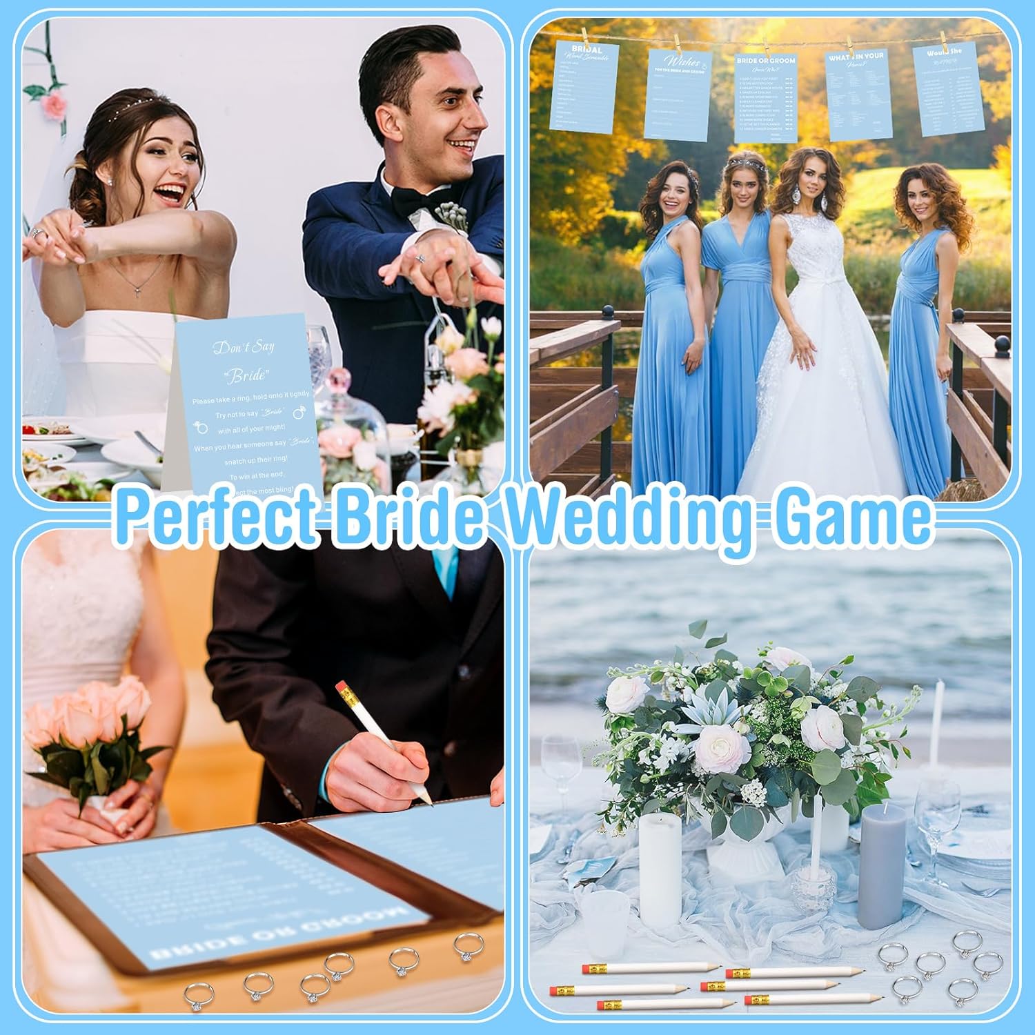 Light Blue Bridal Shower Game Set for 50 Guests