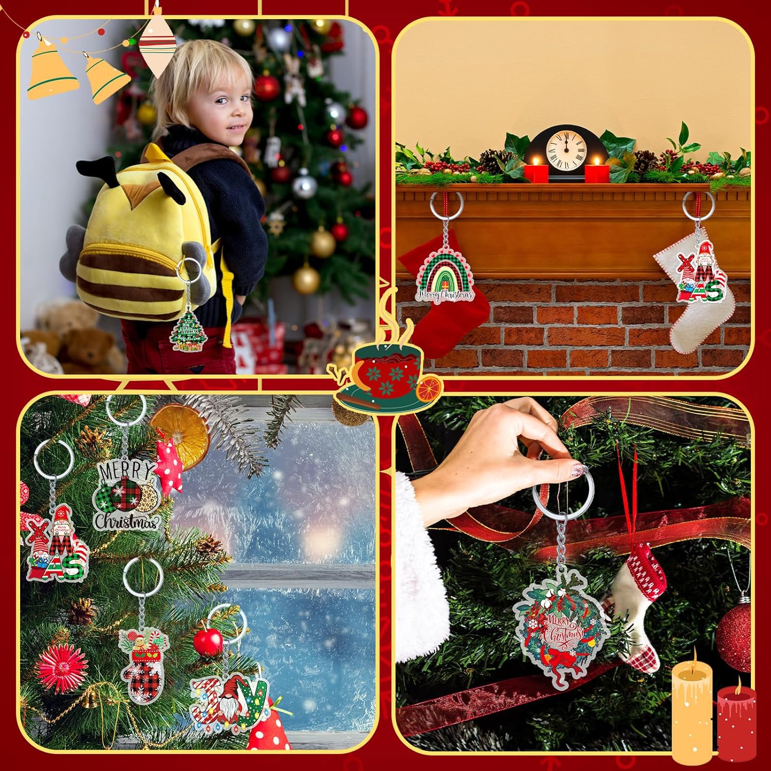 Kigeli 60 Pcs Christmas Keychains Bulk Set