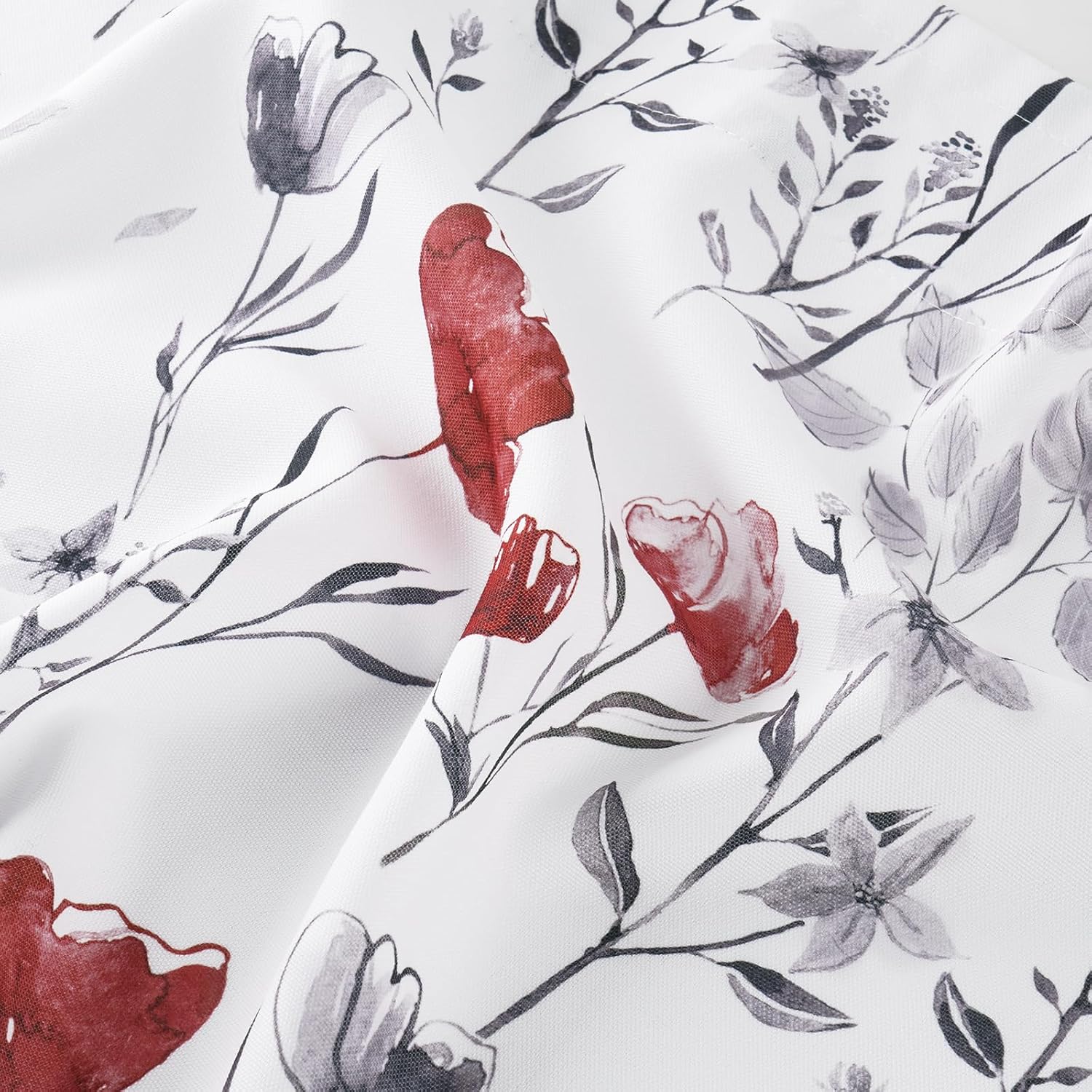 Likiyol Floral Swag Curtains Red Gray for Kitchen Bedroom Drapes