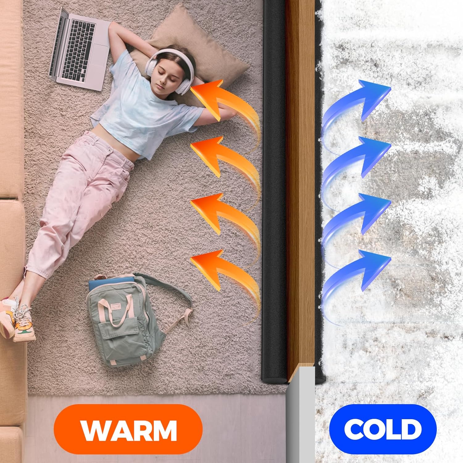 Holikme Door Draft Stopper Adjustable Weather Stripping