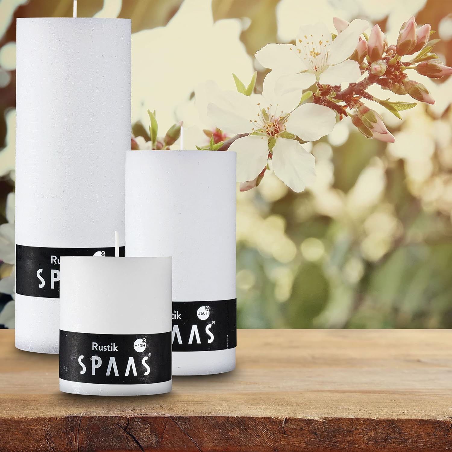 SPAAS Rustic White Pillar Candles Set of 4