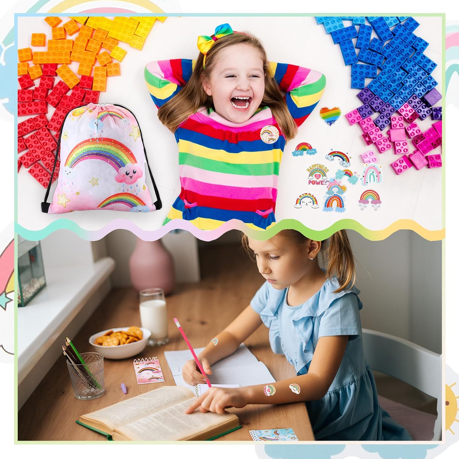 140 Pcs Rainbow Party Favors Set for Kids