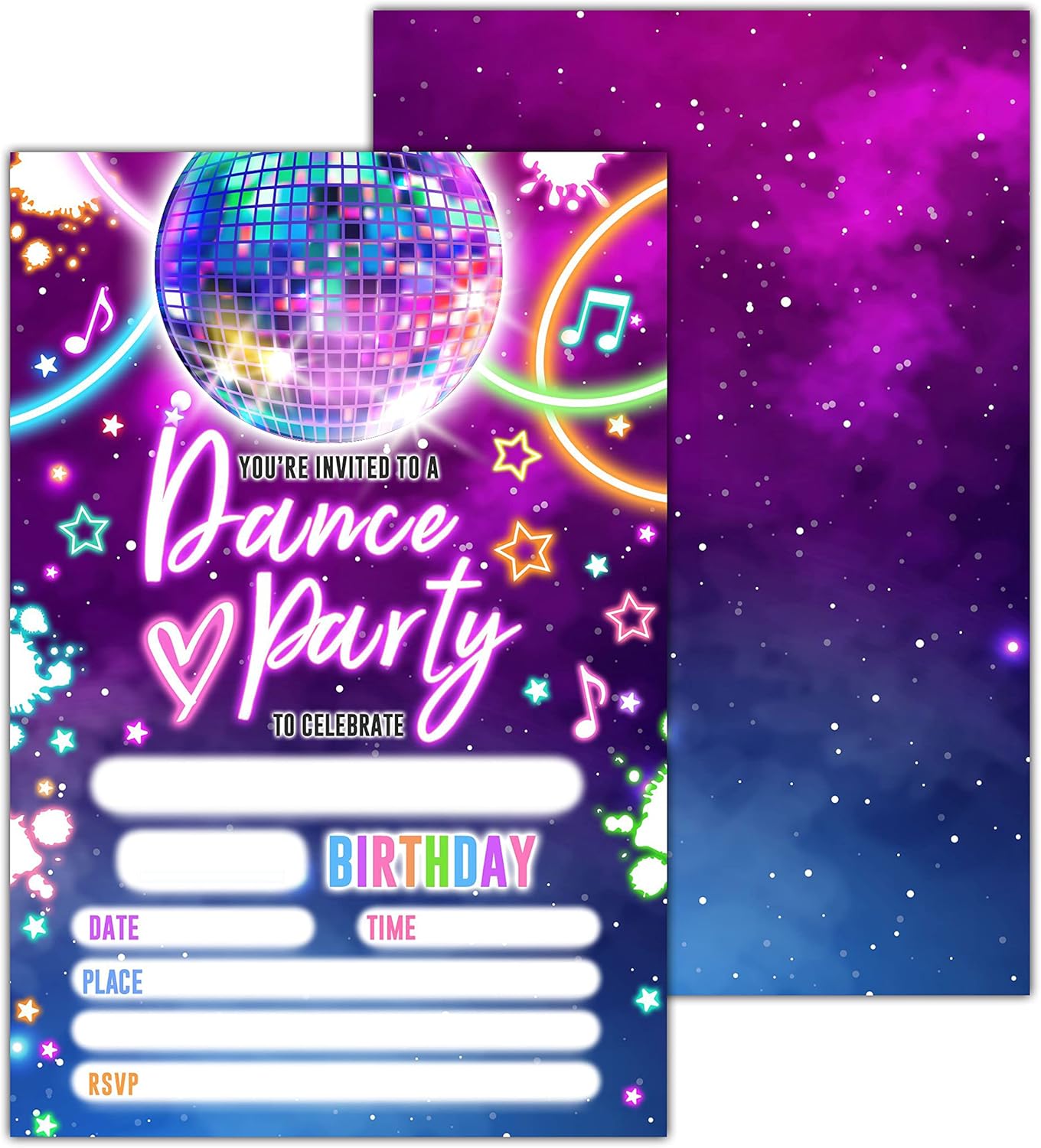 ZEDEV Dance Birthday Party Invitation Cards with Envelopes Set of 20