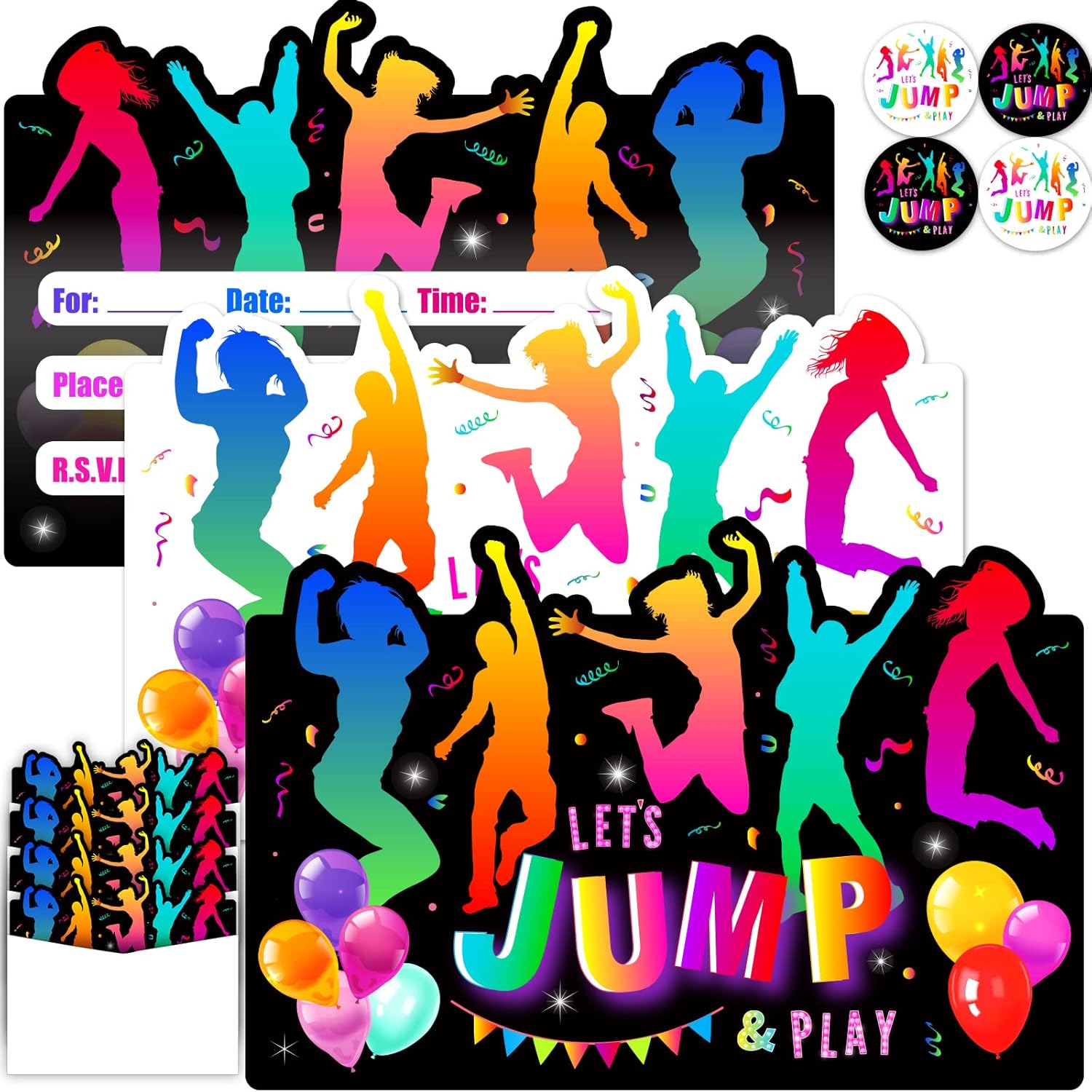 36pcs Bounce House Party Invites with Envelopes and Stickers