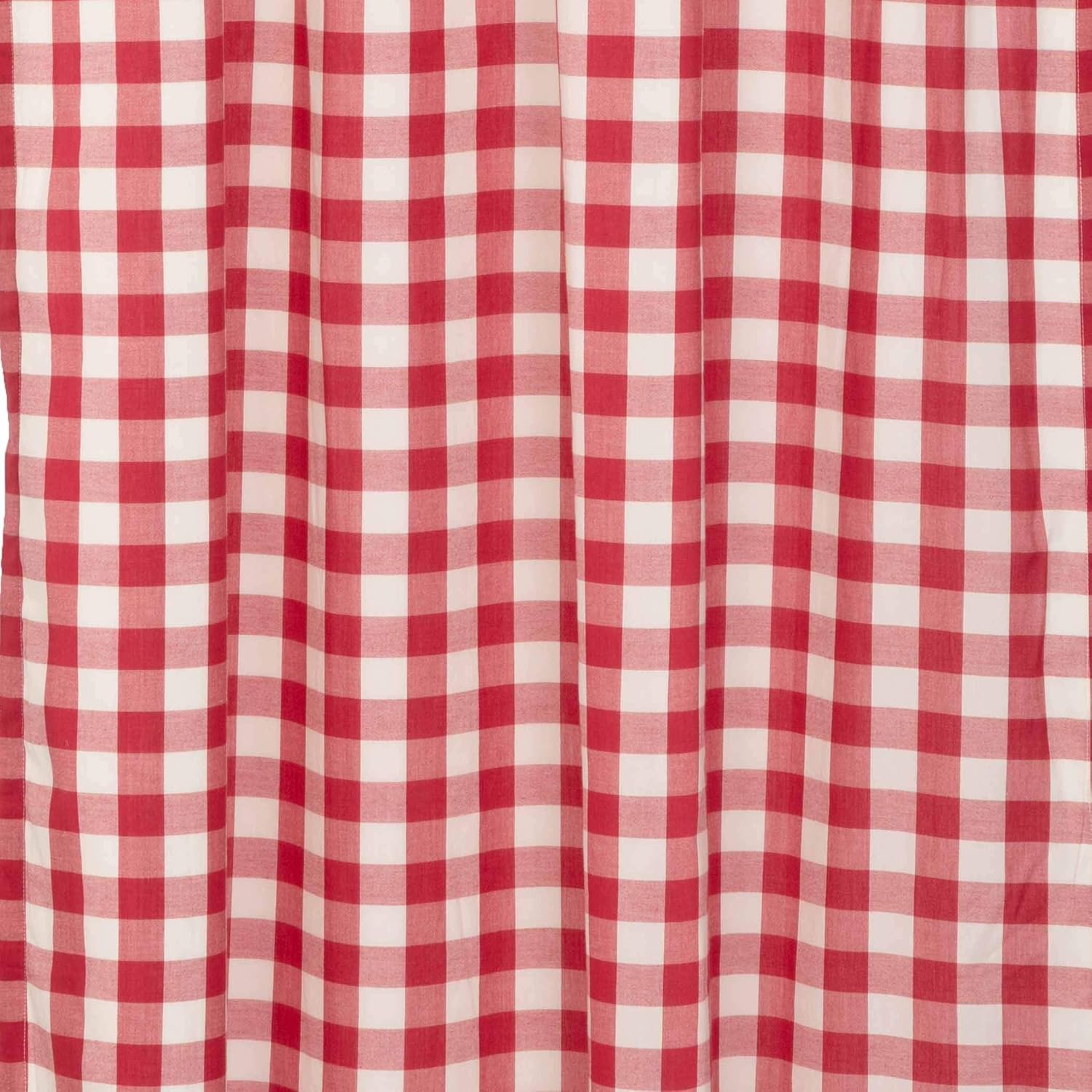 VHC Brands Farmhouse Red Buffalo Check Curtains Panel Pair