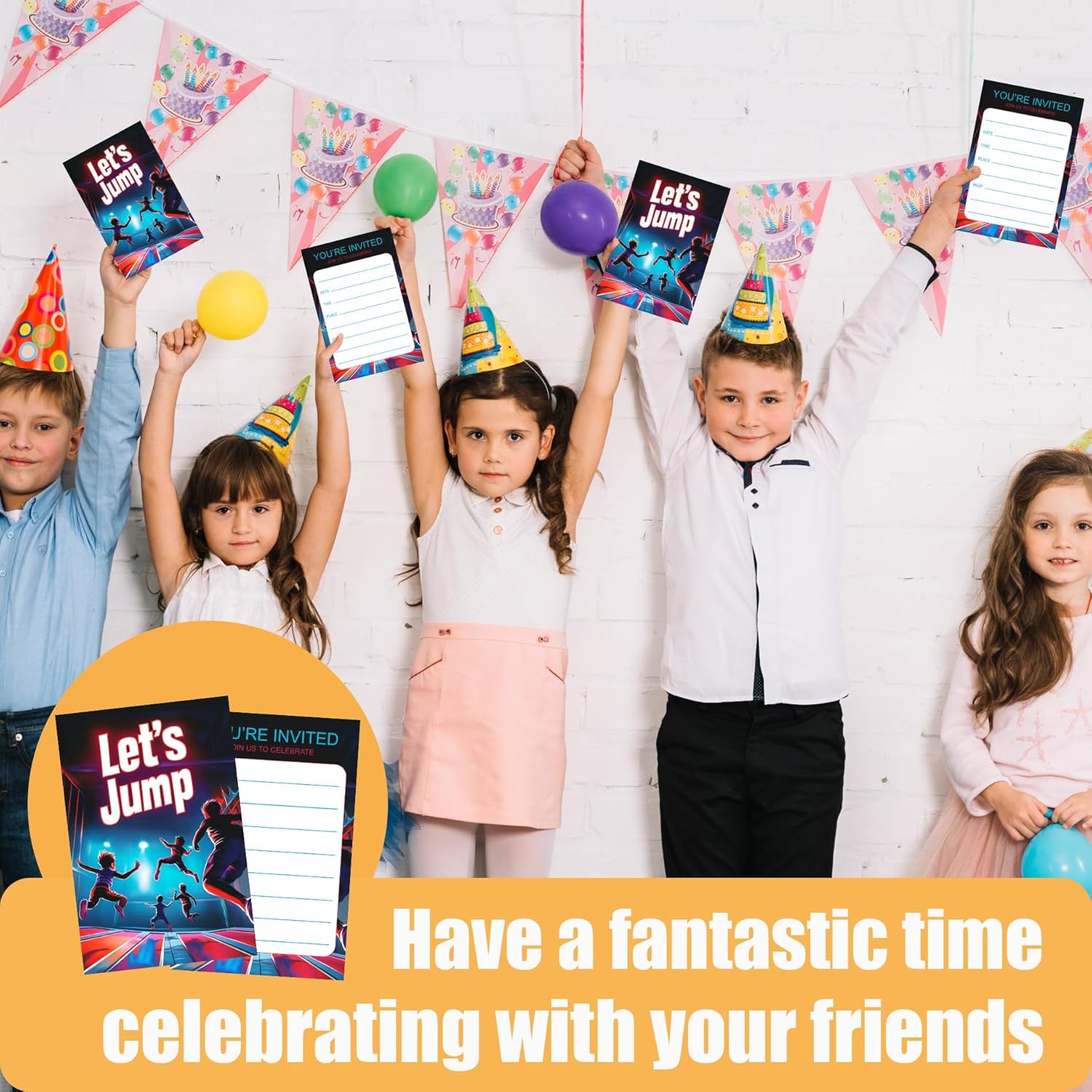 VIVORA Lets Jump Birthday Invites 30 Cards Envelopes