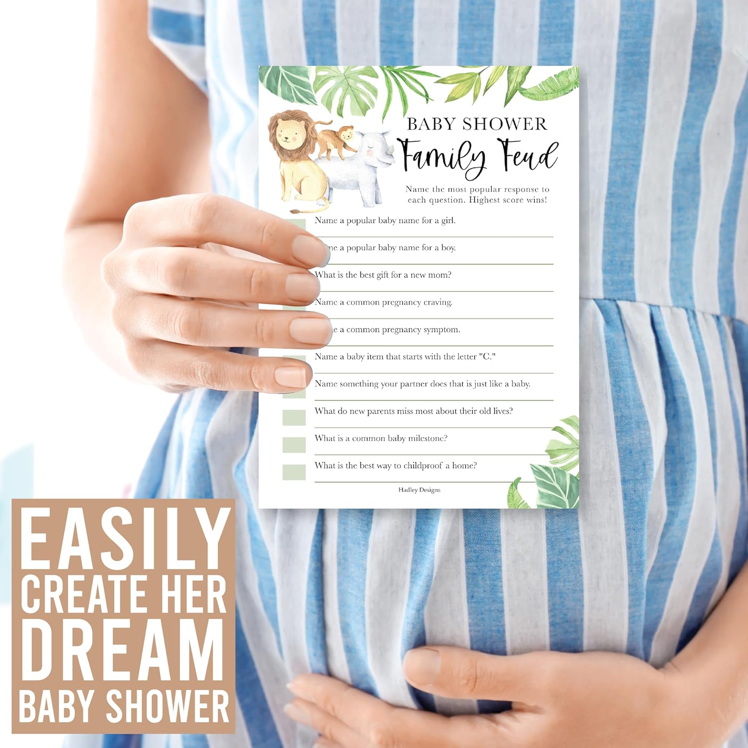 Hadley Designs 20 Safari Baby Shower Games - Gender Neutral