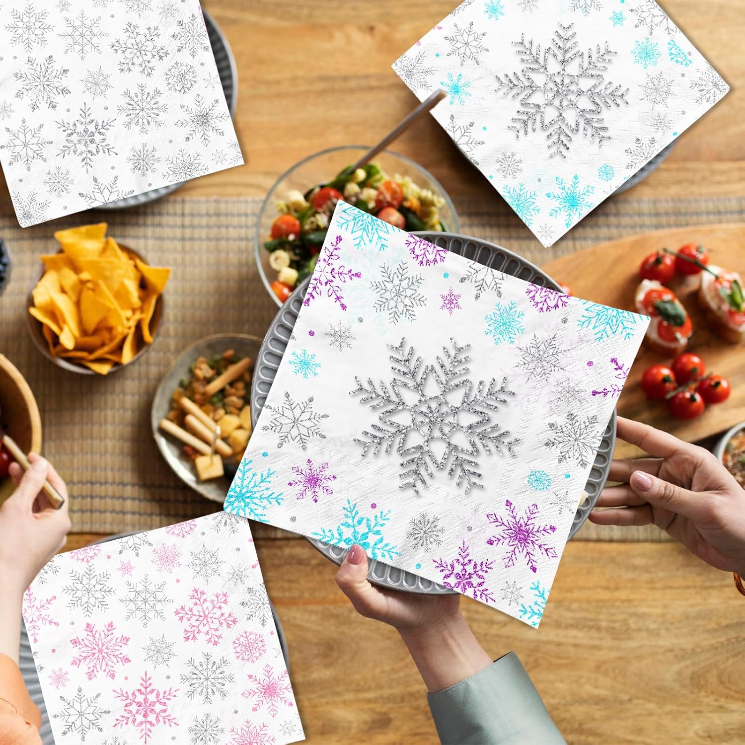 40pcs Winter Snowflake Napkins for Parties and Holidays