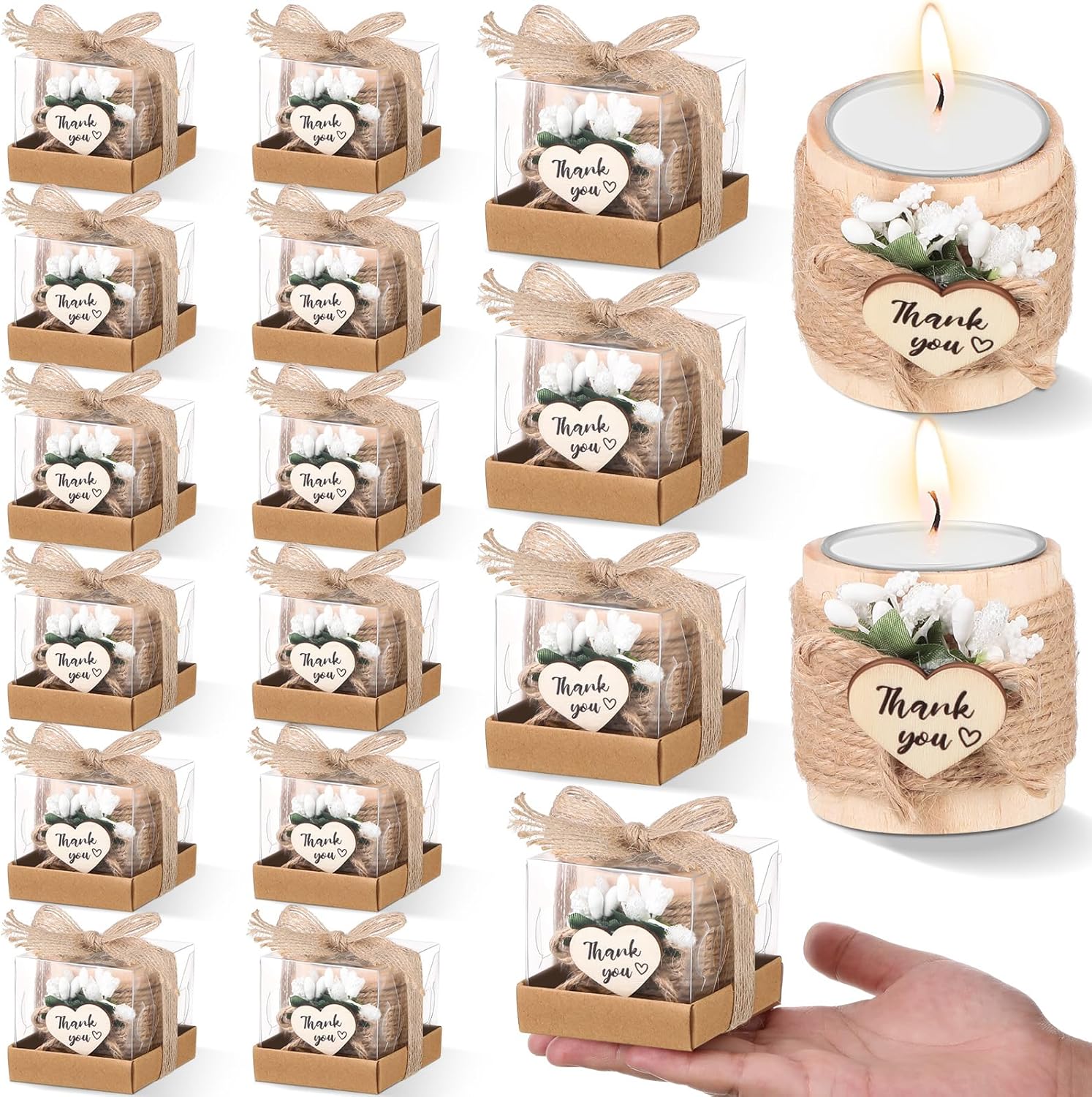 Retisee Wood Candle Holders 16 Sets Wedding Favors