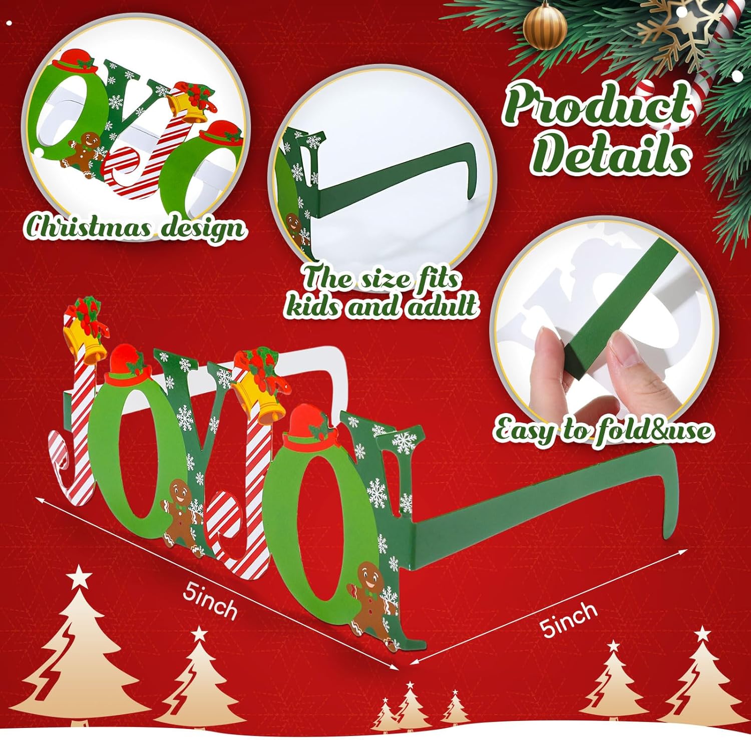 34 Pcs Christmas Glasses Frames Party Decorations