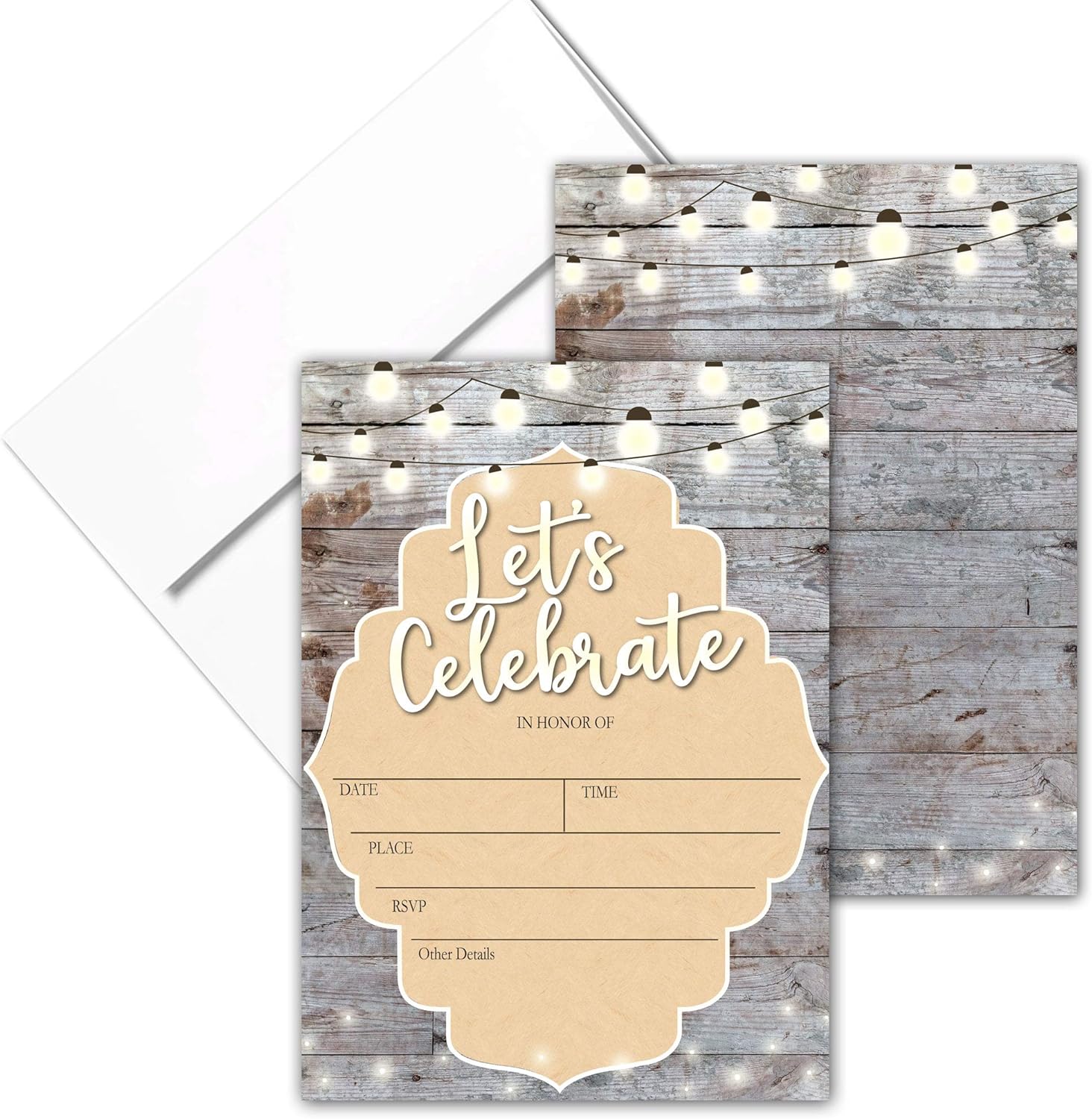 Stonehouse Collection Rustic Party Invites Set of 25