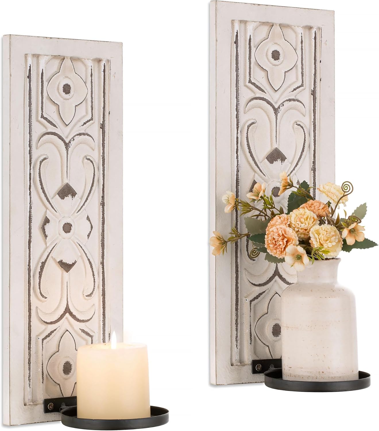 Walasis Rustic Candle Sconces Wall Decor Set of 2
