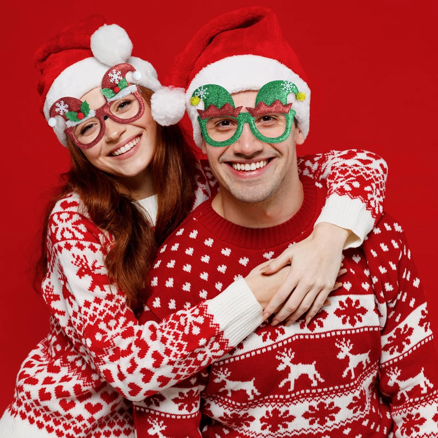Sparkle Christmas Glasses for Kids Adults
