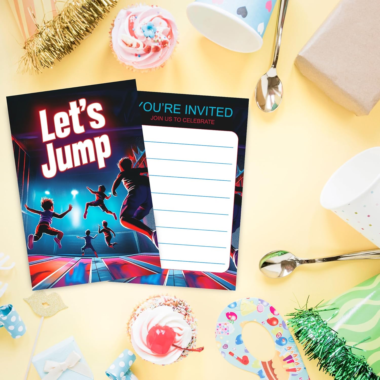 VIVORA Lets Jump Birthday Invites 30 Cards Envelopes