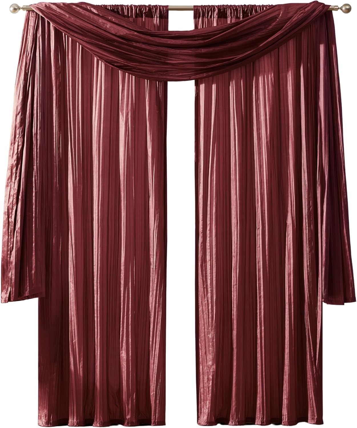 Elrene Home Fashions Athena Faux Crushed Silk Curtain Panel Set
