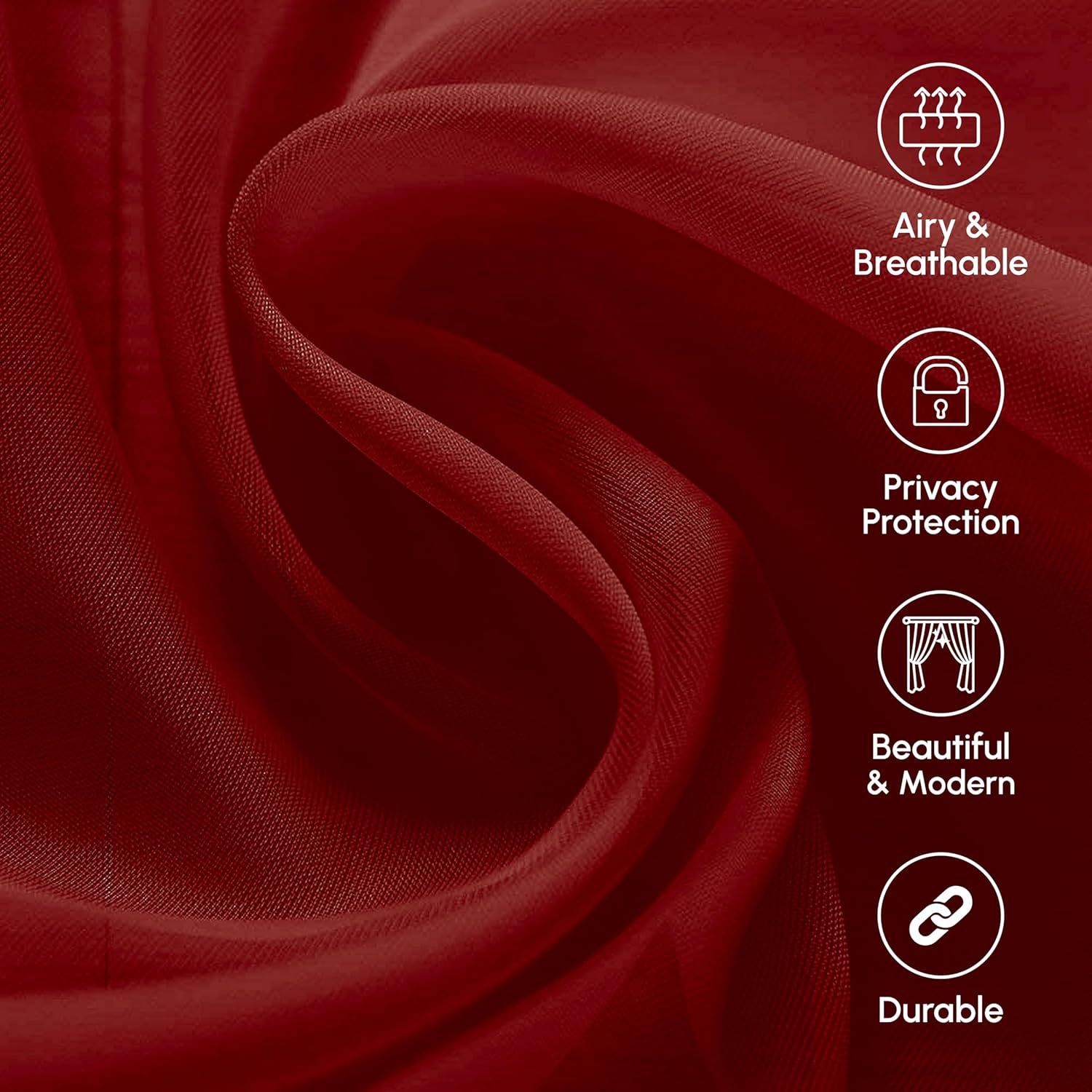 Elegant Comfort Lightweight Sheer Curtain Valance - 216 Inch Long - Burgundy