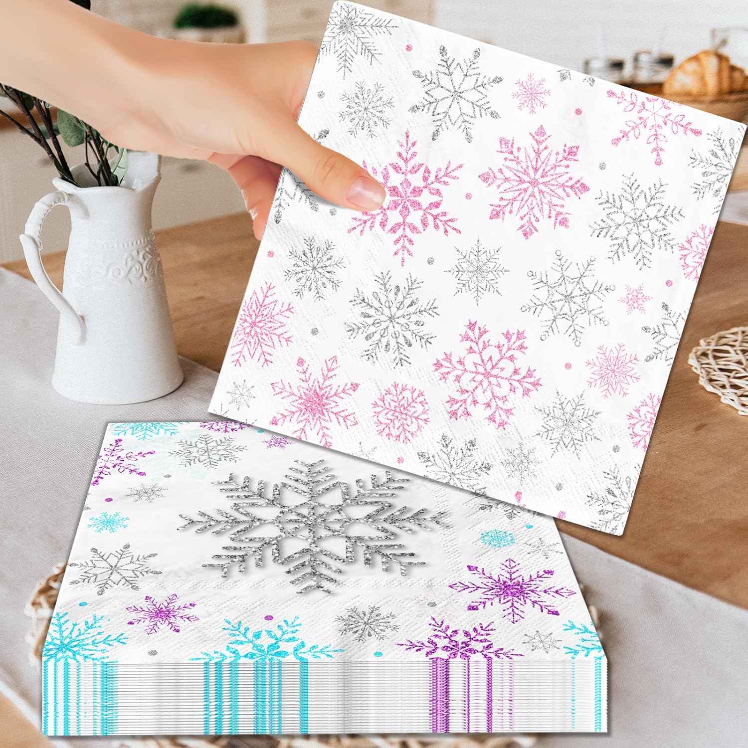 40pcs Winter Snowflake Napkins for Parties and Holidays
