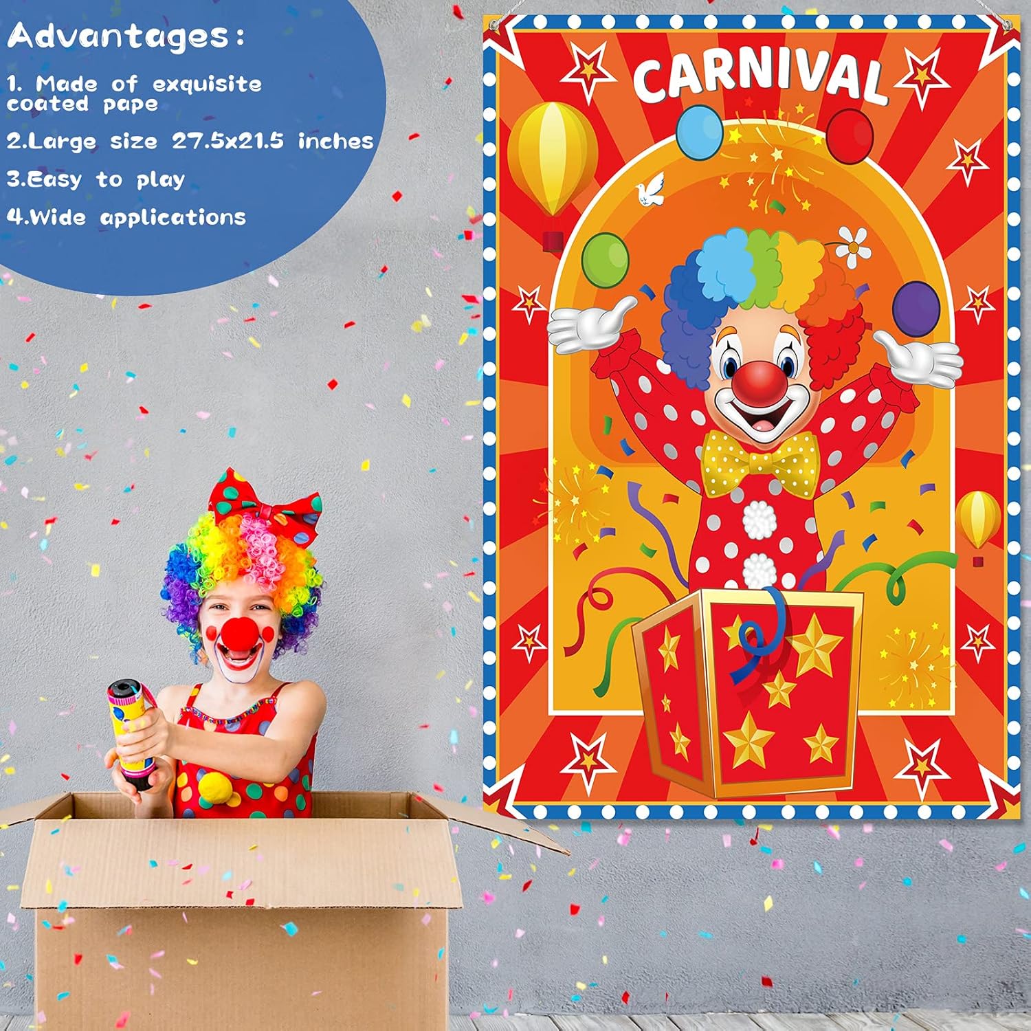 Outus Clown Nose Pin Game for Birthday Party Supplies