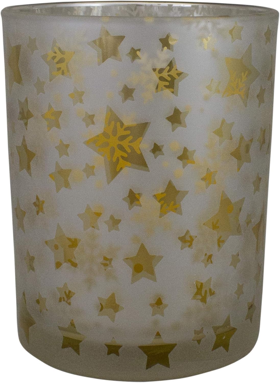 5 Inch Matte Silver Gold Stars and Snowflakes Candle Holder