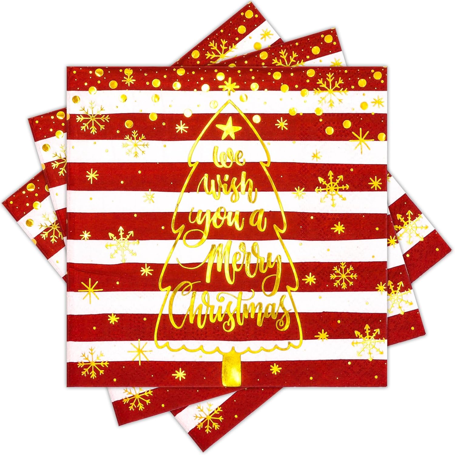 Golden Foil Christmas Tree 3-Ply Napkins - 50pcs Pack