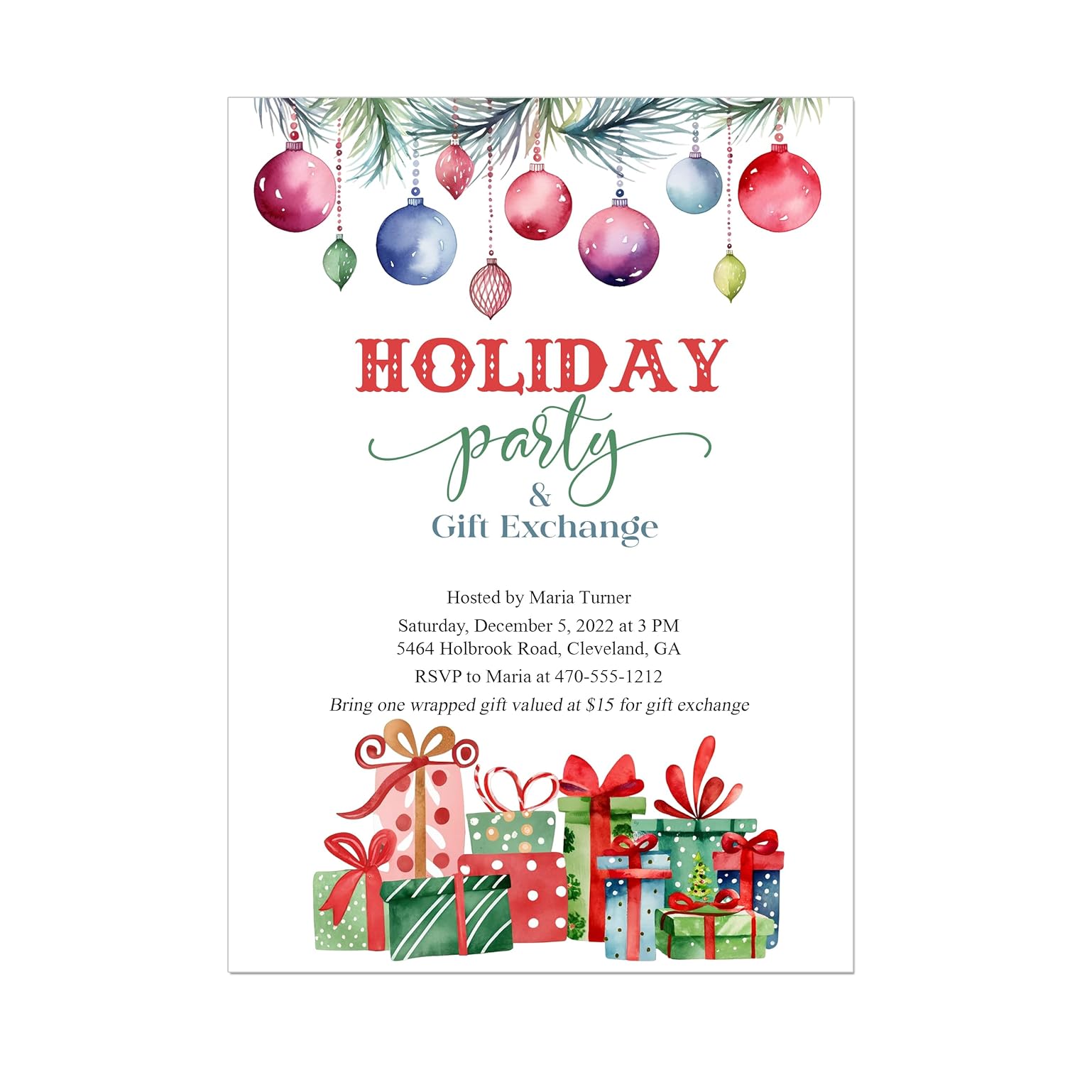 Holiday Party Gift Exchange Invitation Christmas Party