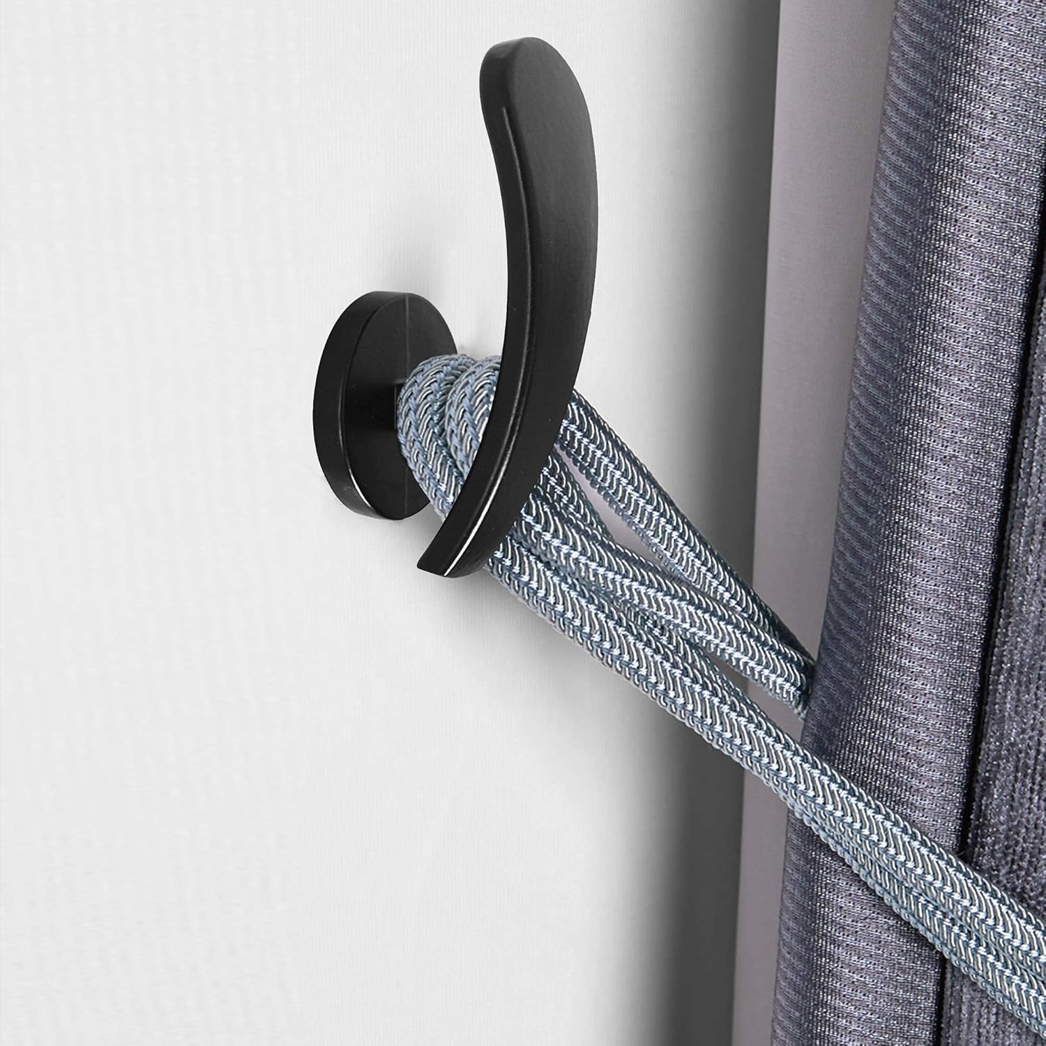 HEMOUR 2pcs Black Curtain Holdback with Screws