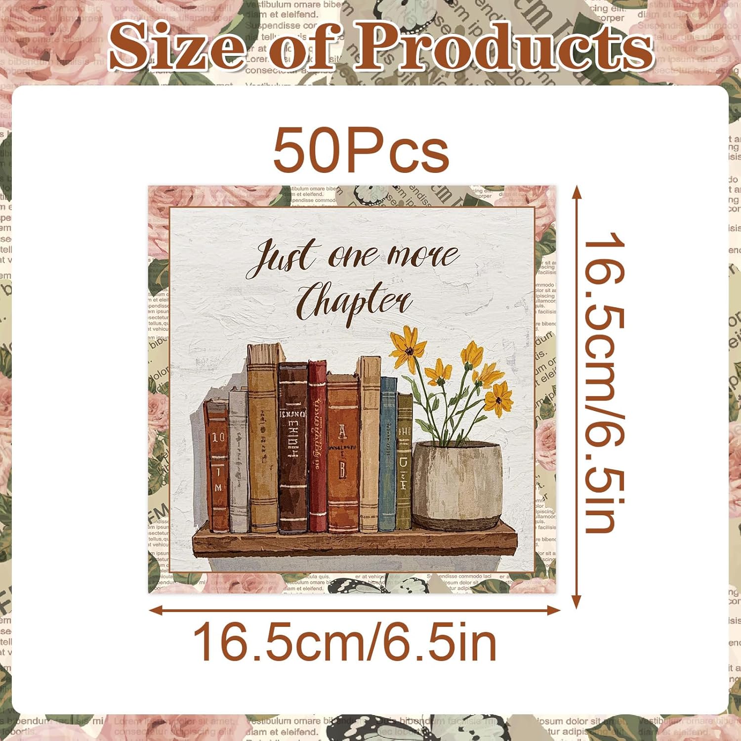 Rakuto Book Themed Napkins 50PCS for Parties and Baby Showers