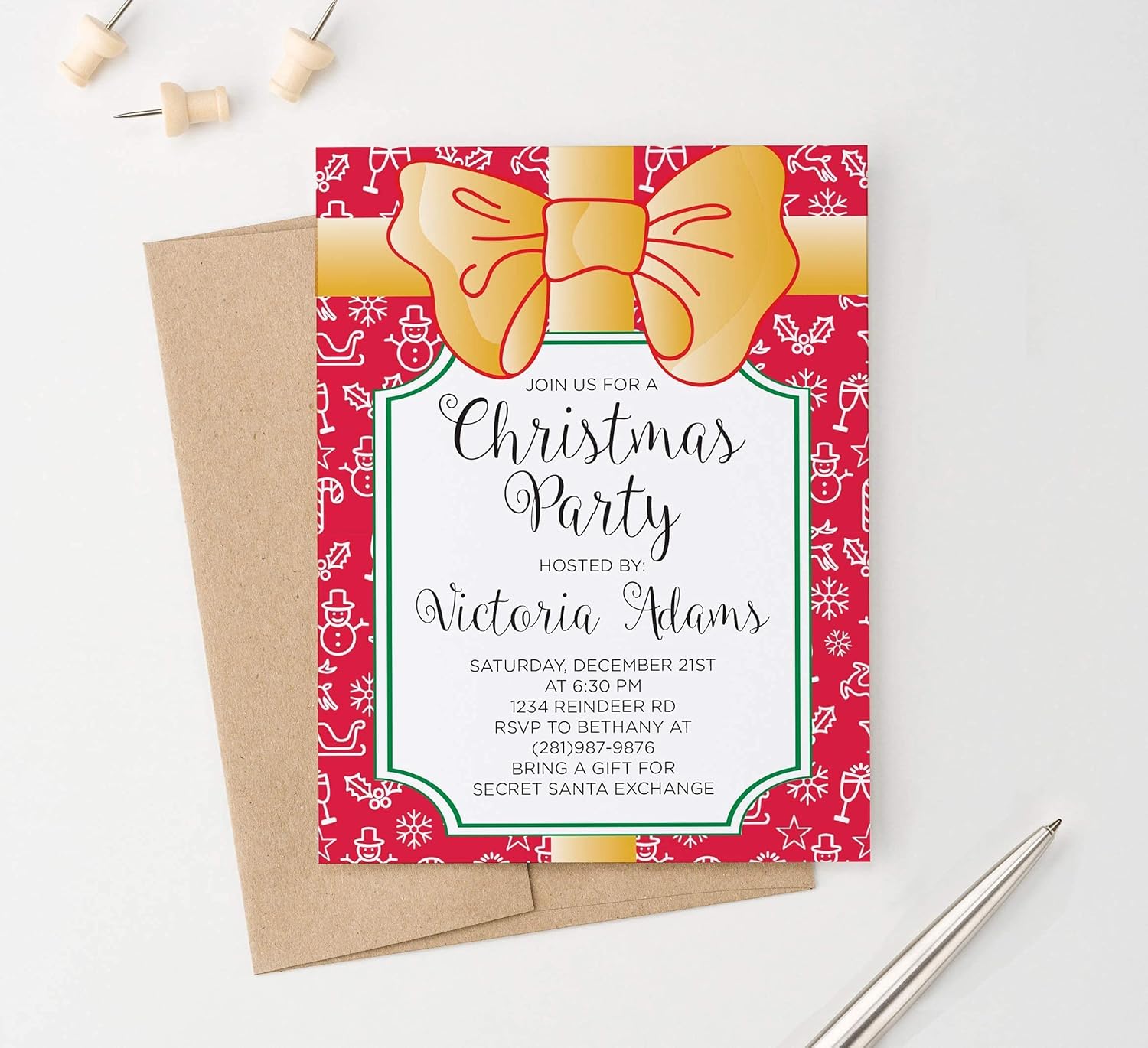 Personalized Christmas Party Invites with Envelopes 1