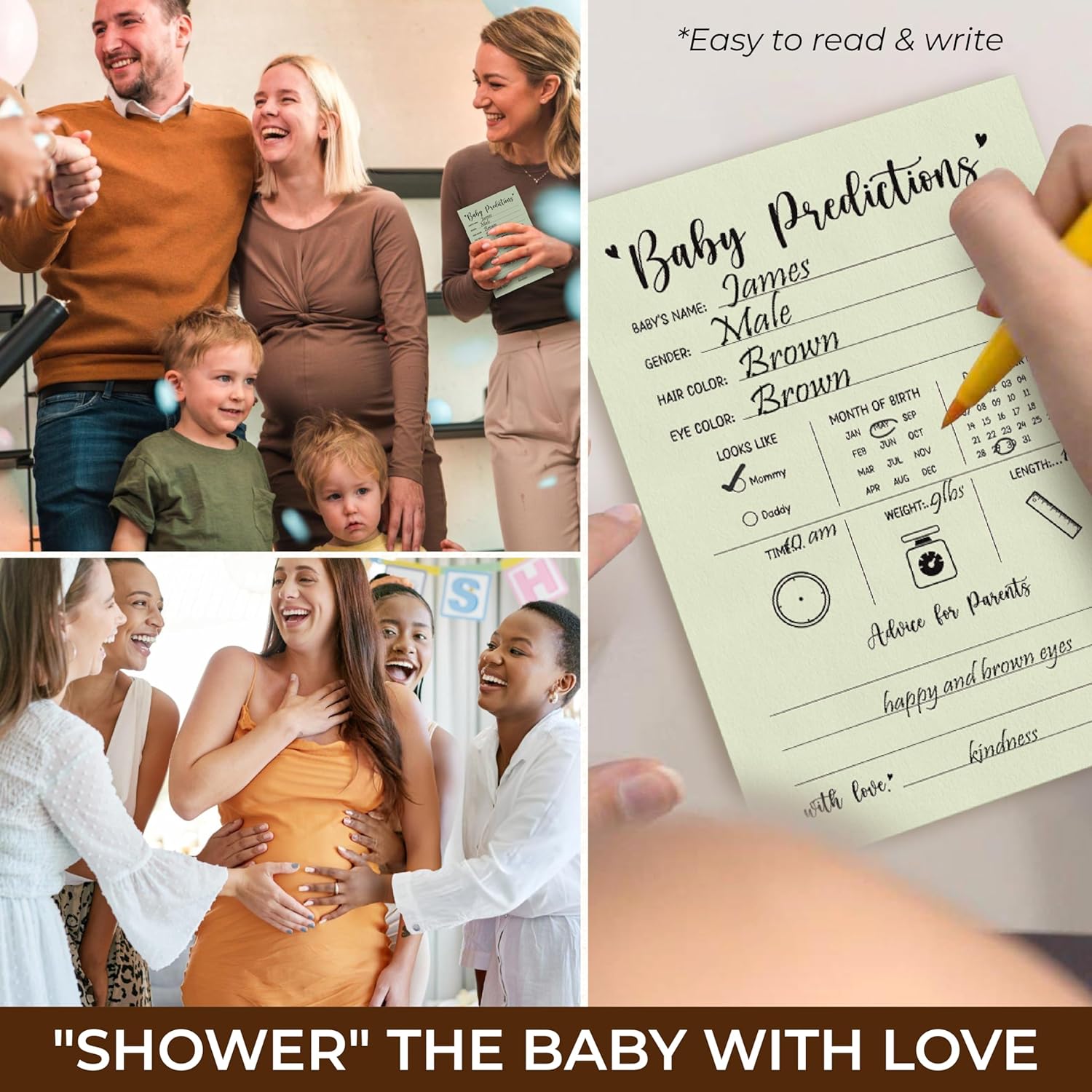 30 Piece Baby Prediction Cards for Baby Shower