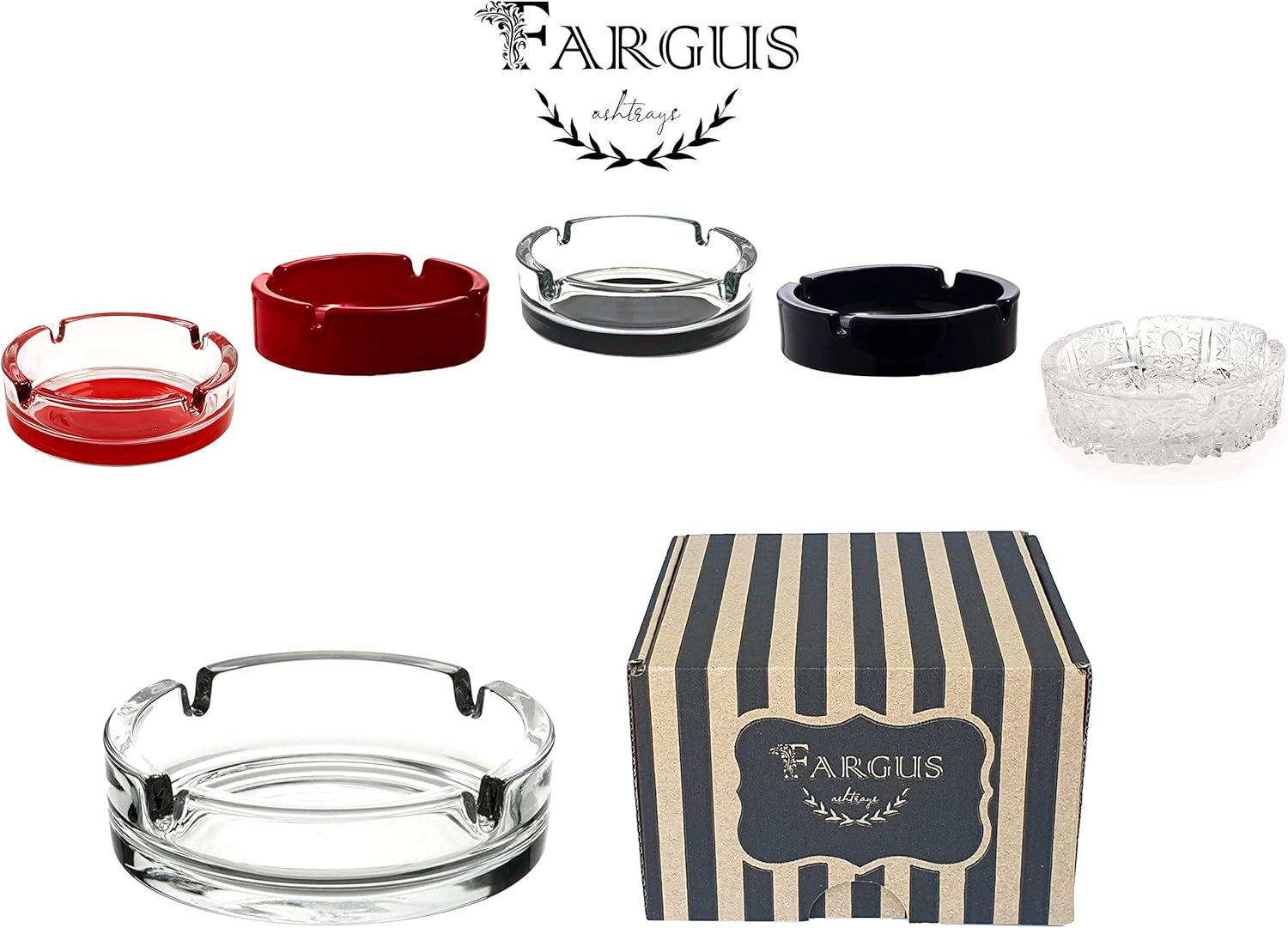 Fargus Glass Ashtrays for Cigarettes Pack of 2