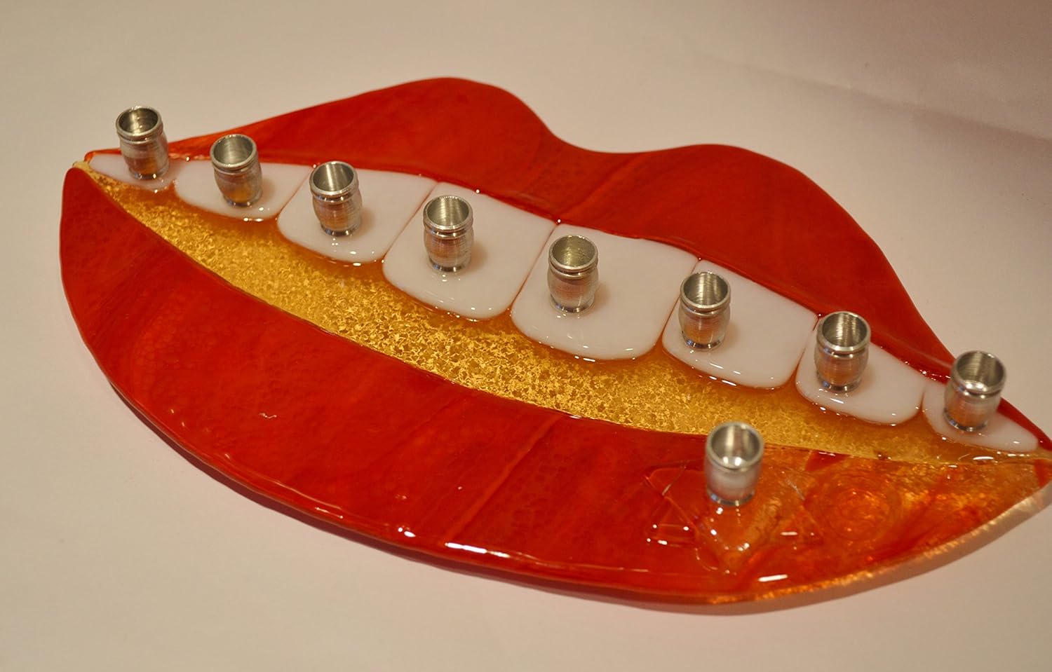 Big Smile Glass Menorah by YafitGlass 1