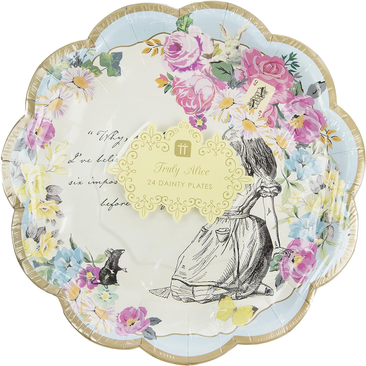 Talking Tables Pack of 24 Alice in Wonderland Themed Plates 7 Inch