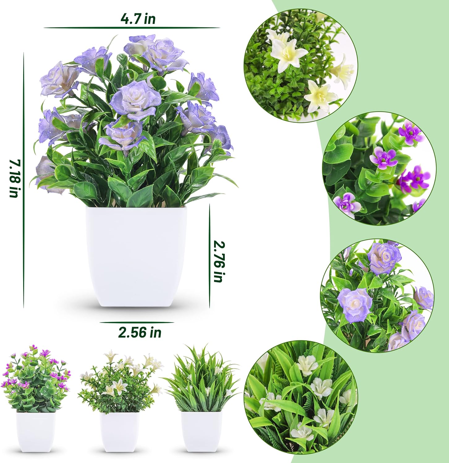 Der Rose 4 Pack Artificial Plants Indoor Decor