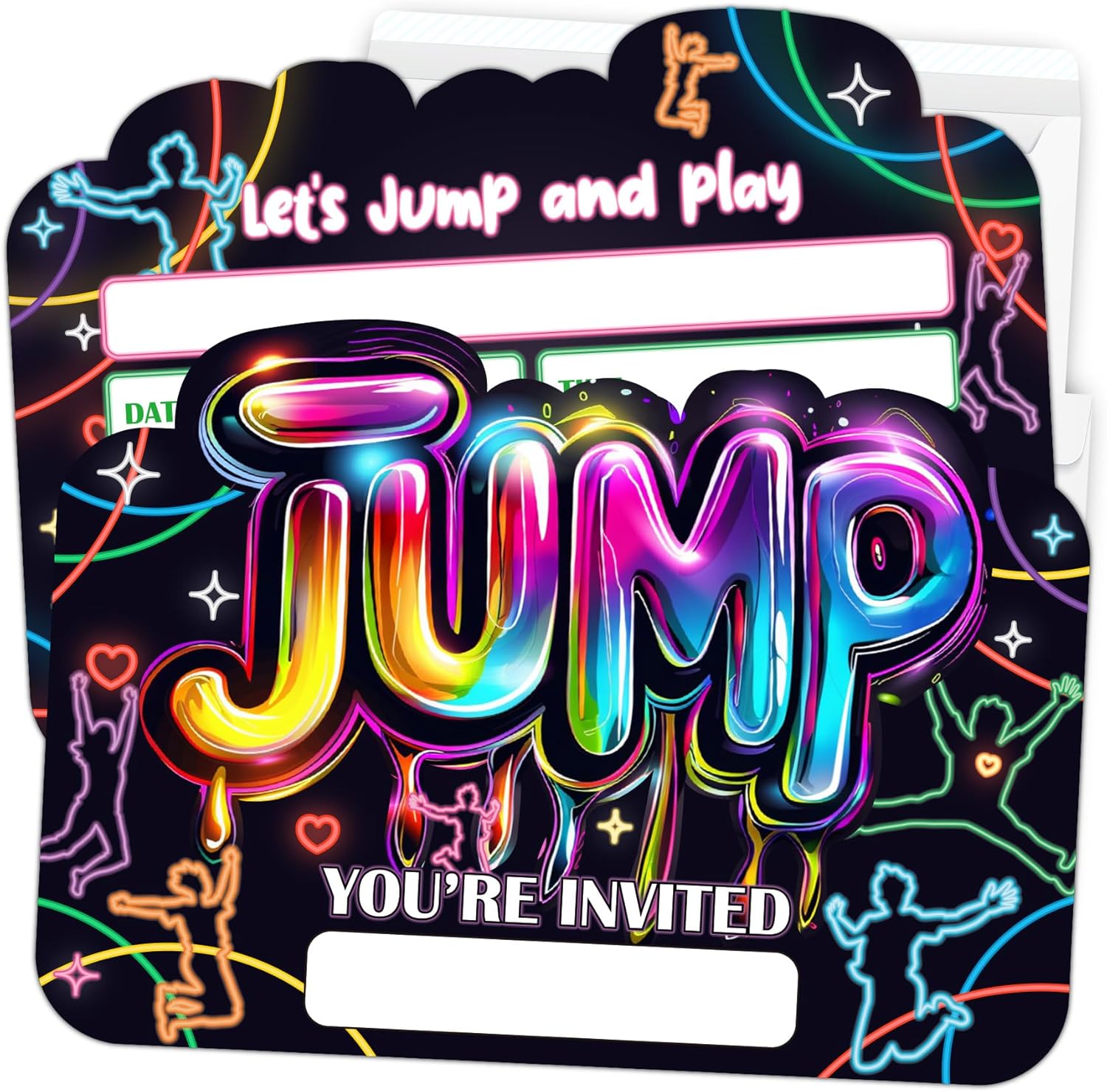 Lets Jump Birthday Invitations Set of 30 with Envelopes