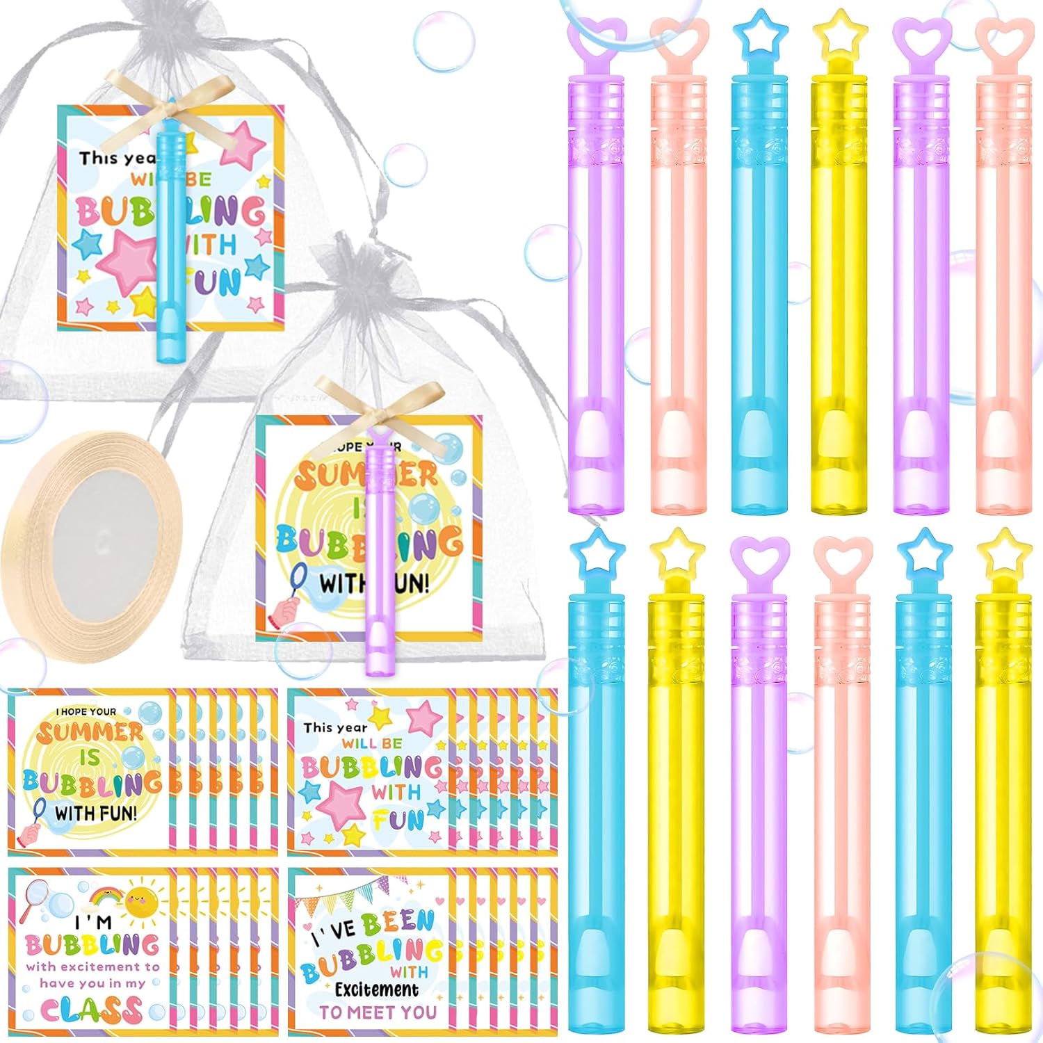 36 Set Back to School Gifts with Bubble Wands and Drawstring Bags