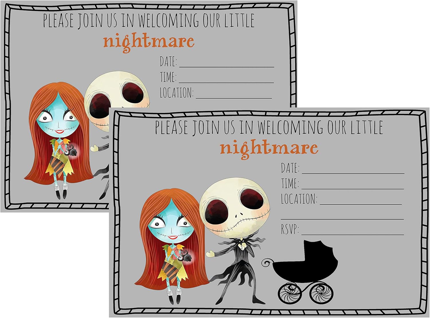 Silly Goose Gifts Welcome Our Little Nightmare Baby Shower Invitations Movie Themed